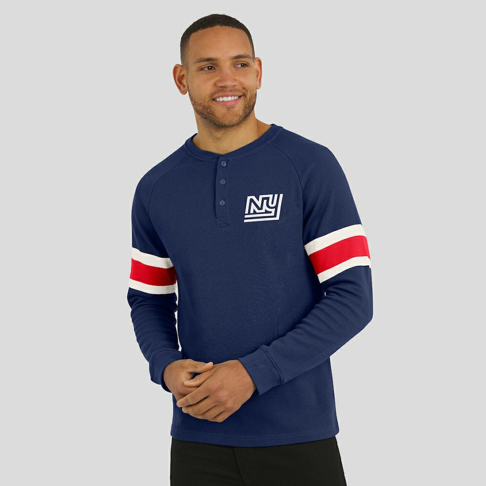 New York Giants Darius Rucker Collection Waffle-Knit Raglan Long Sleeve Henley T-Shirt - Navy discount