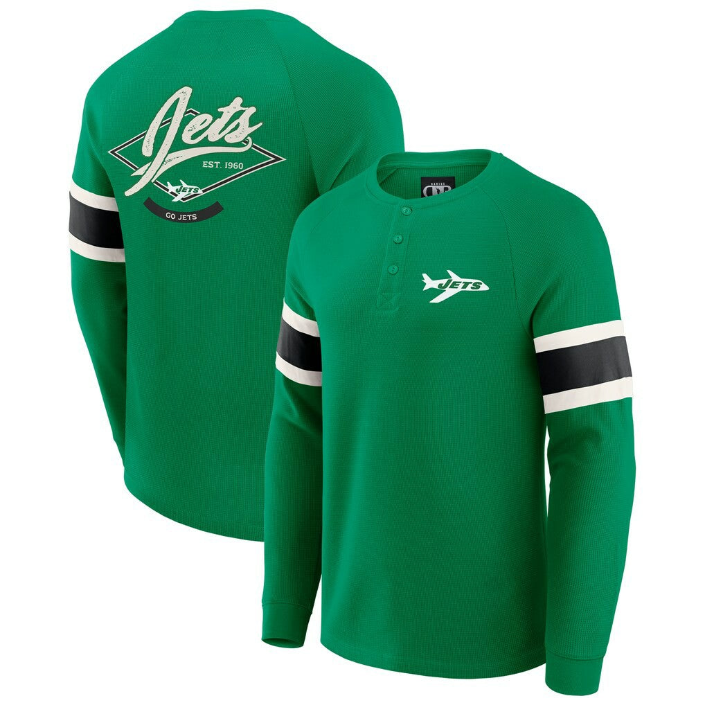 New York Jets Darius Rucker Collection Waffle-Knit Raglan Long Sleeve Henley T-Shirt - Kelly Green online