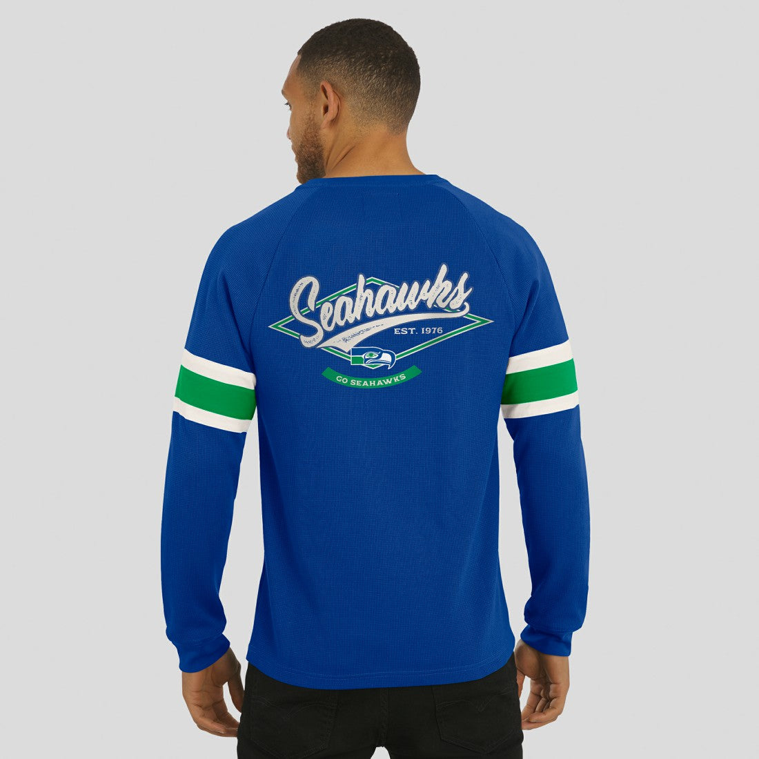 Seattle Seahawks Darius Rucker Collection Waffle-Knit Raglan Long Sleeve Henley T-Shirt - College Navy online