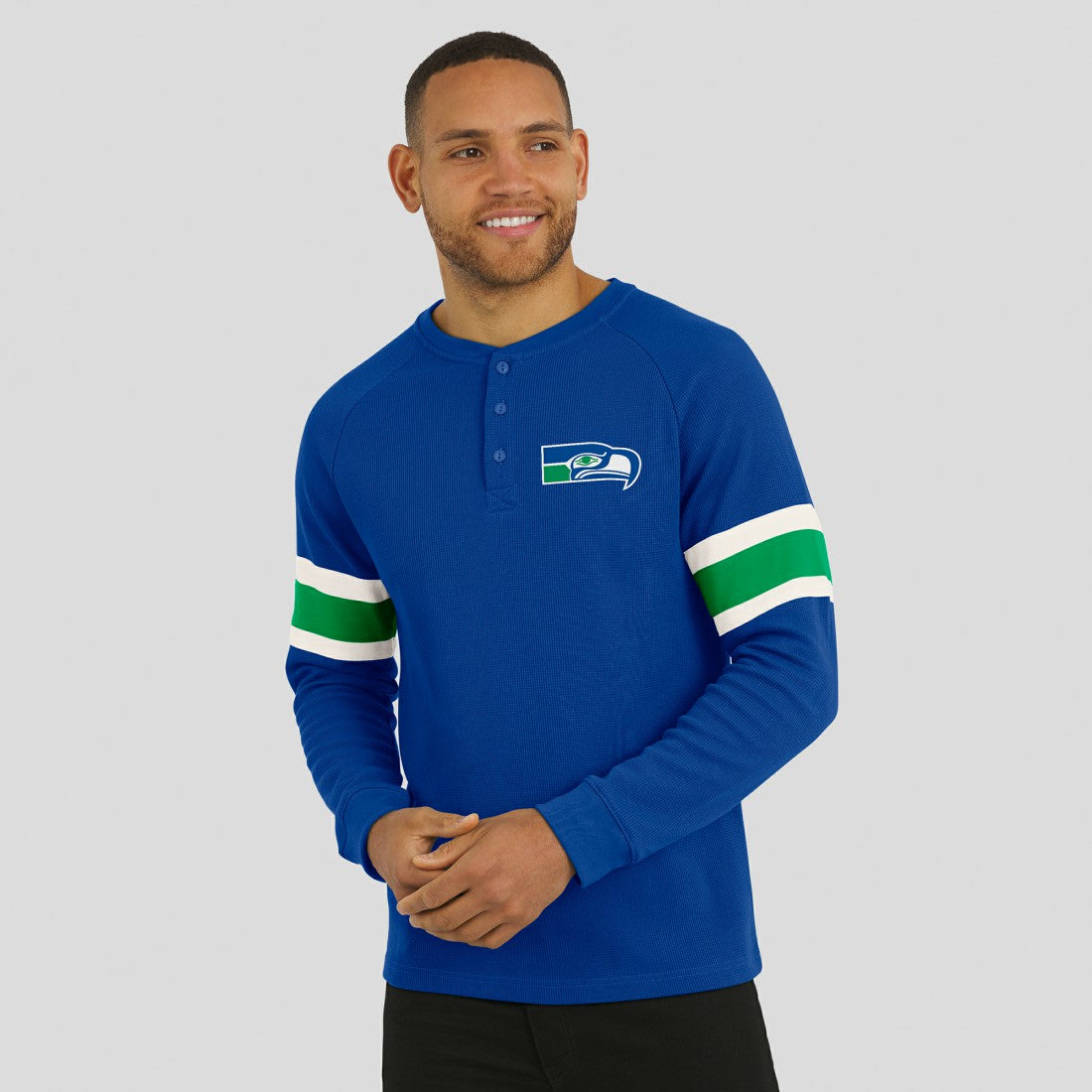Seattle Seahawks Darius Rucker Collection Waffle-Knit Raglan Long Sleeve Henley T-Shirt - College Navy online