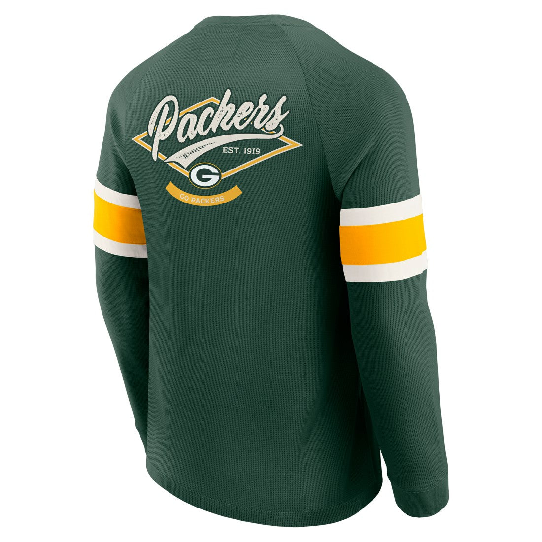 Green Bay Packers Darius Rucker Collection Waffle-Knit Raglan Long Sleeve Henley T-Shirt - Green for sale