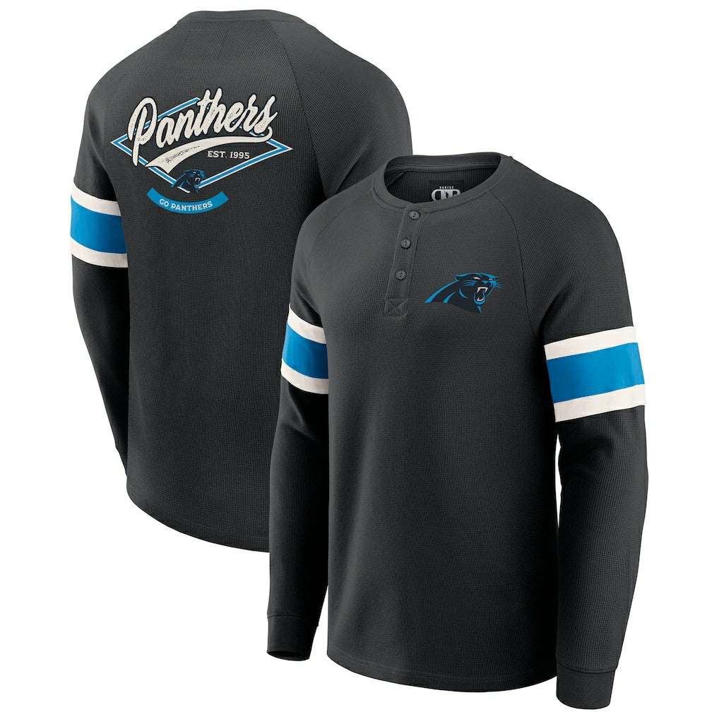 Carolina Panthers Darius Rucker Collection Waffle-Knit Raglan Long Sleeve Henley T-Shirt - Black cheap
