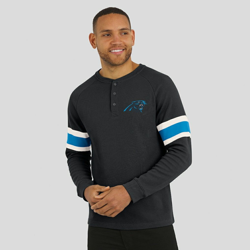 Carolina Panthers Darius Rucker Collection Waffle-Knit Raglan Long Sleeve Henley T-Shirt - Black cheap