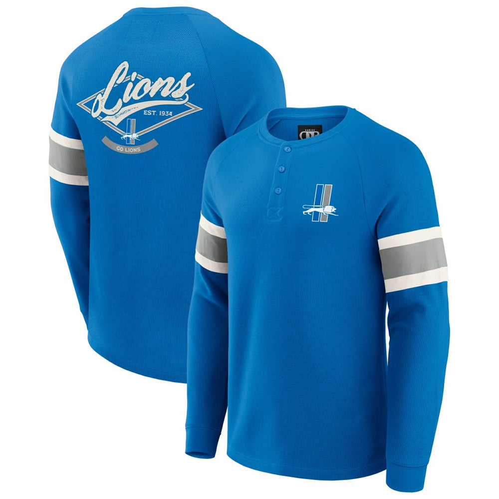 Detroit Lions Darius Rucker Collection Waffle-Knit Raglan Long Sleeve Henley T-Shirt - Blue sale