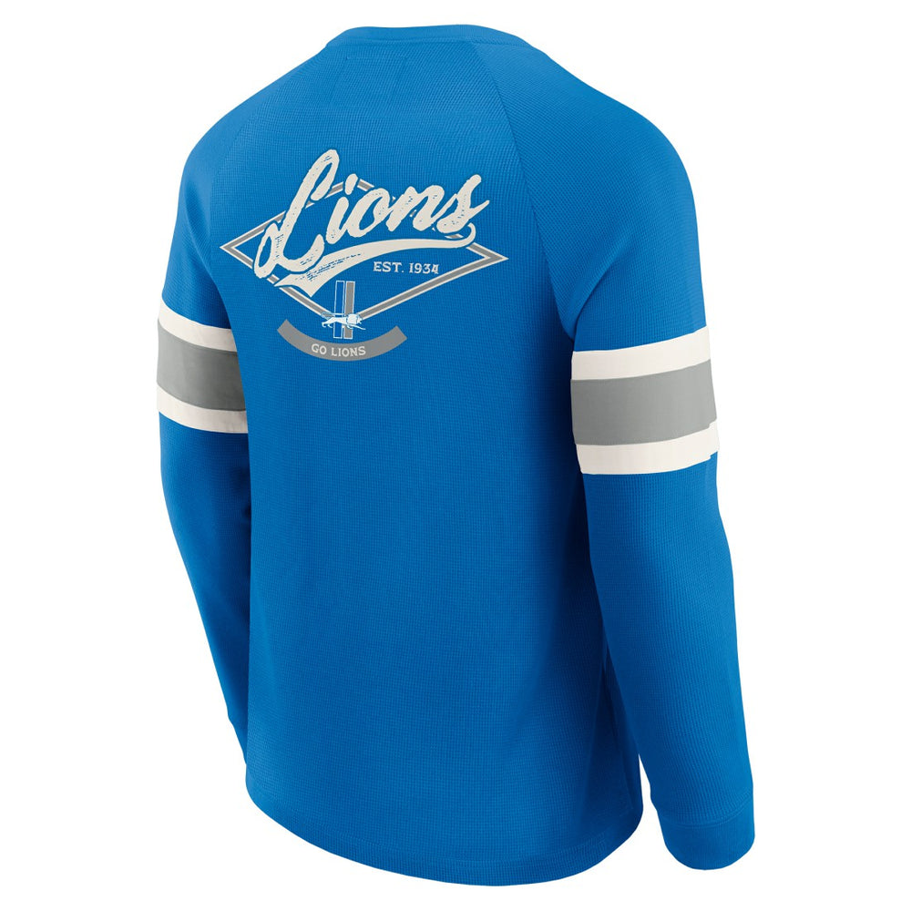 Detroit Lions Darius Rucker Collection Waffle-Knit Raglan Long Sleeve Henley T-Shirt - Blue sale