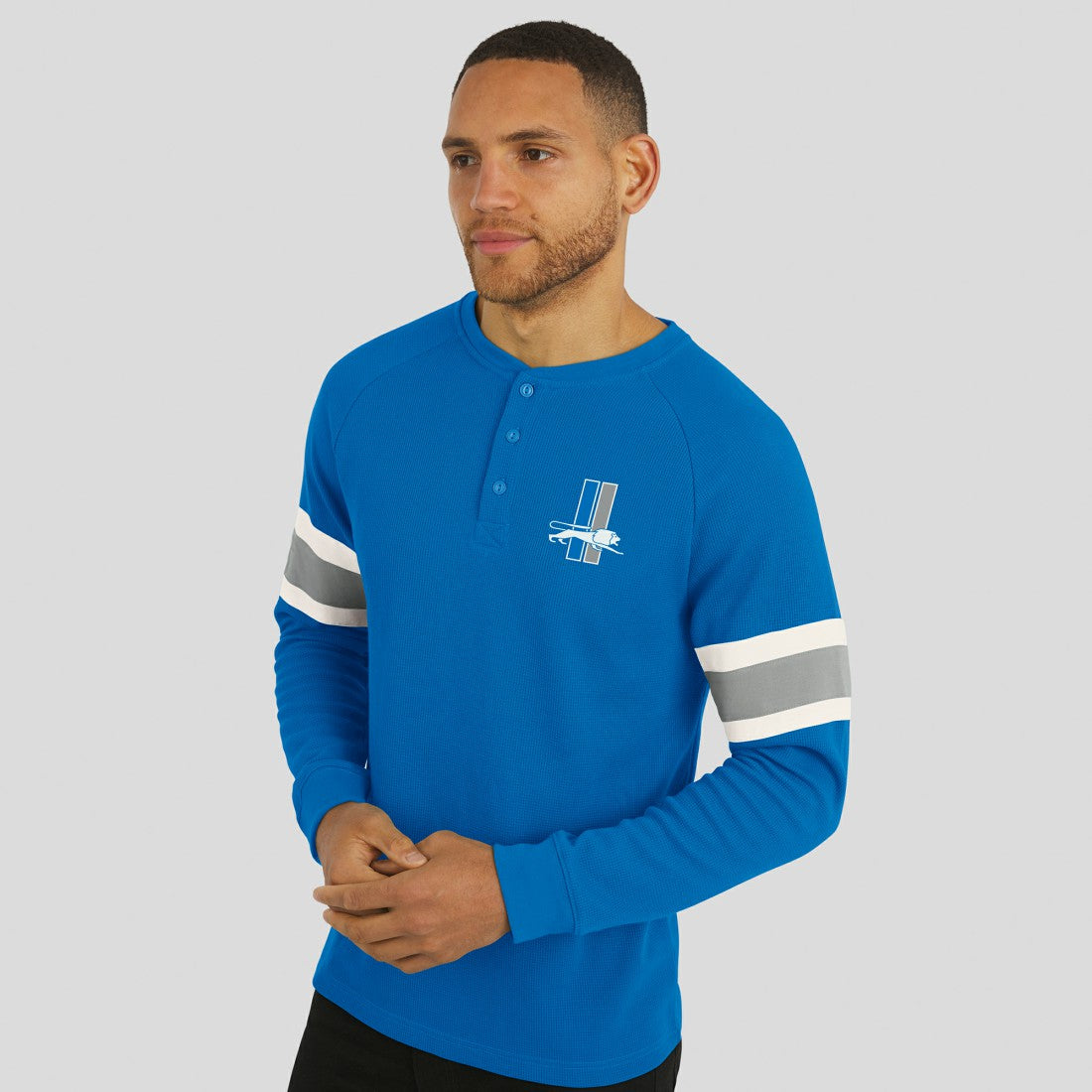 Detroit Lions Darius Rucker Collection Waffle-Knit Raglan Long Sleeve Henley T-Shirt - Blue sale