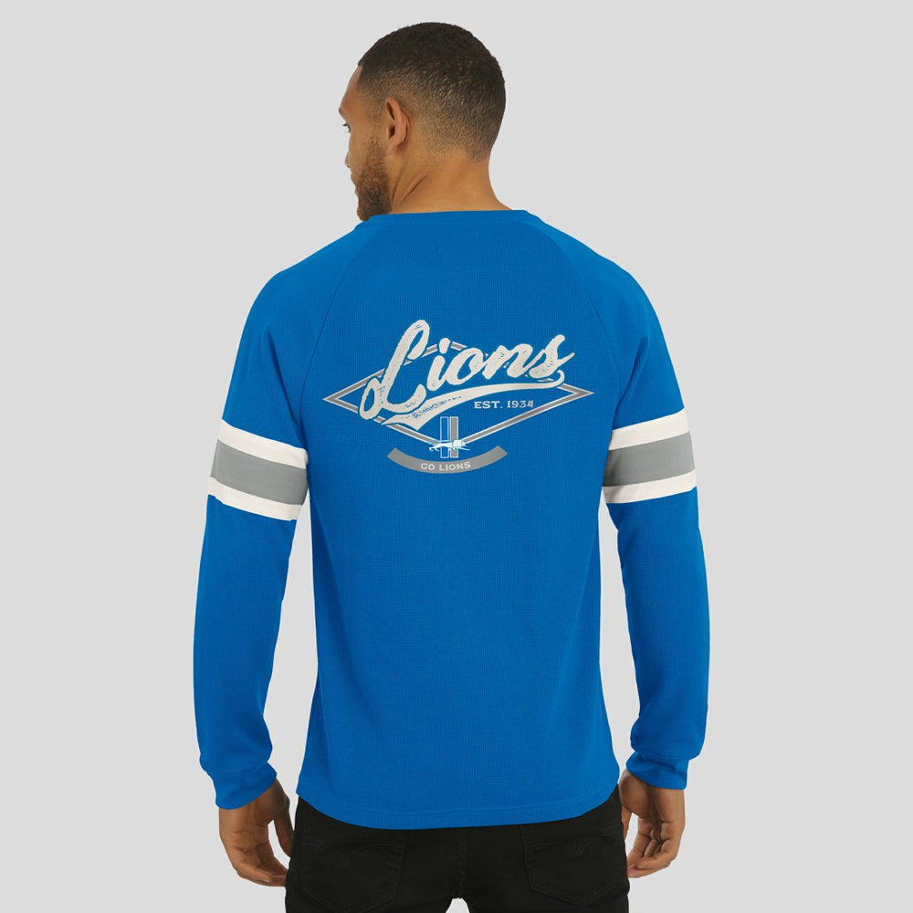 Detroit Lions Darius Rucker Collection Waffle-Knit Raglan Long Sleeve Henley T-Shirt - Blue sale