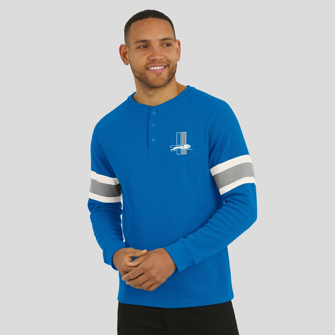Detroit Lions Darius Rucker Collection Waffle-Knit Raglan Long Sleeve Henley T-Shirt - Blue sale