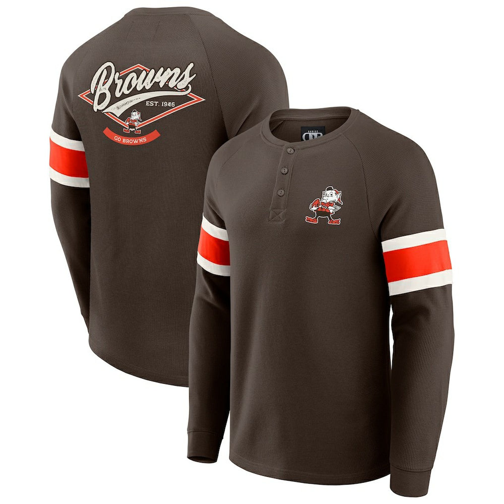 Cleveland Browns Darius Rucker Collection Waffle-Knit Raglan Long Sleeve Henley T-Shirt - Brown online
