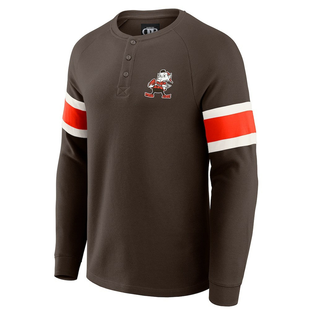 Cleveland Browns Darius Rucker Collection Waffle-Knit Raglan Long Sleeve Henley T-Shirt - Brown online