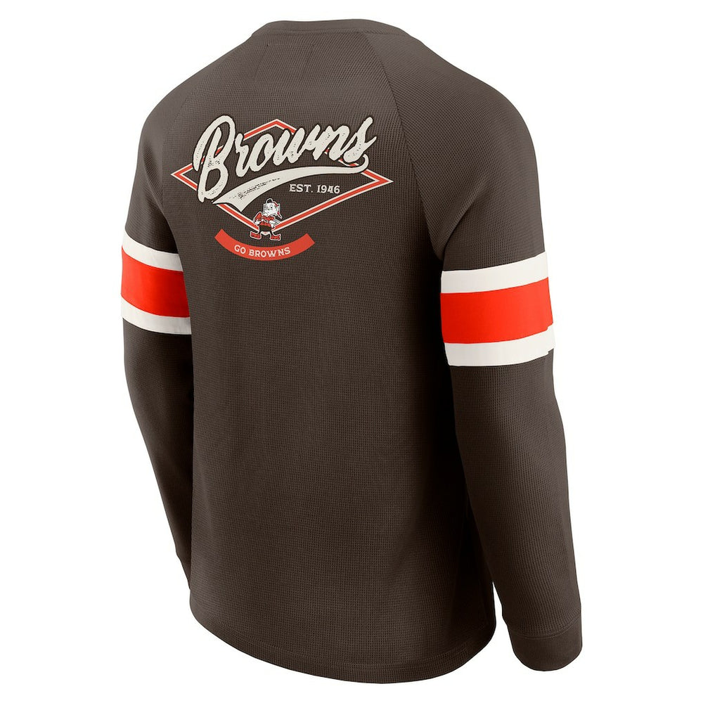 Cleveland Browns Darius Rucker Collection Waffle-Knit Raglan Long Sleeve Henley T-Shirt - Brown online