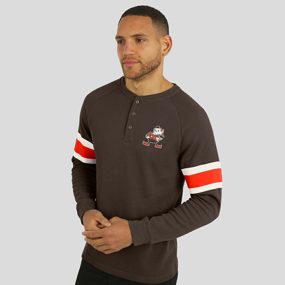 Cleveland Browns Darius Rucker Collection Waffle-Knit Raglan Long Sleeve Henley T-Shirt - Brown online