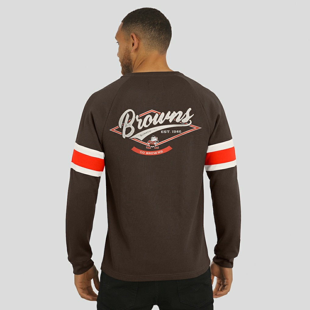 Cleveland Browns Darius Rucker Collection Waffle-Knit Raglan Long Sleeve Henley T-Shirt - Brown online