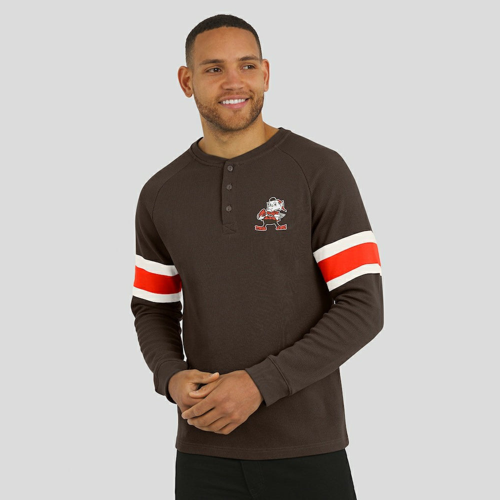 Cleveland Browns Darius Rucker Collection Waffle-Knit Raglan Long Sleeve Henley T-Shirt - Brown online