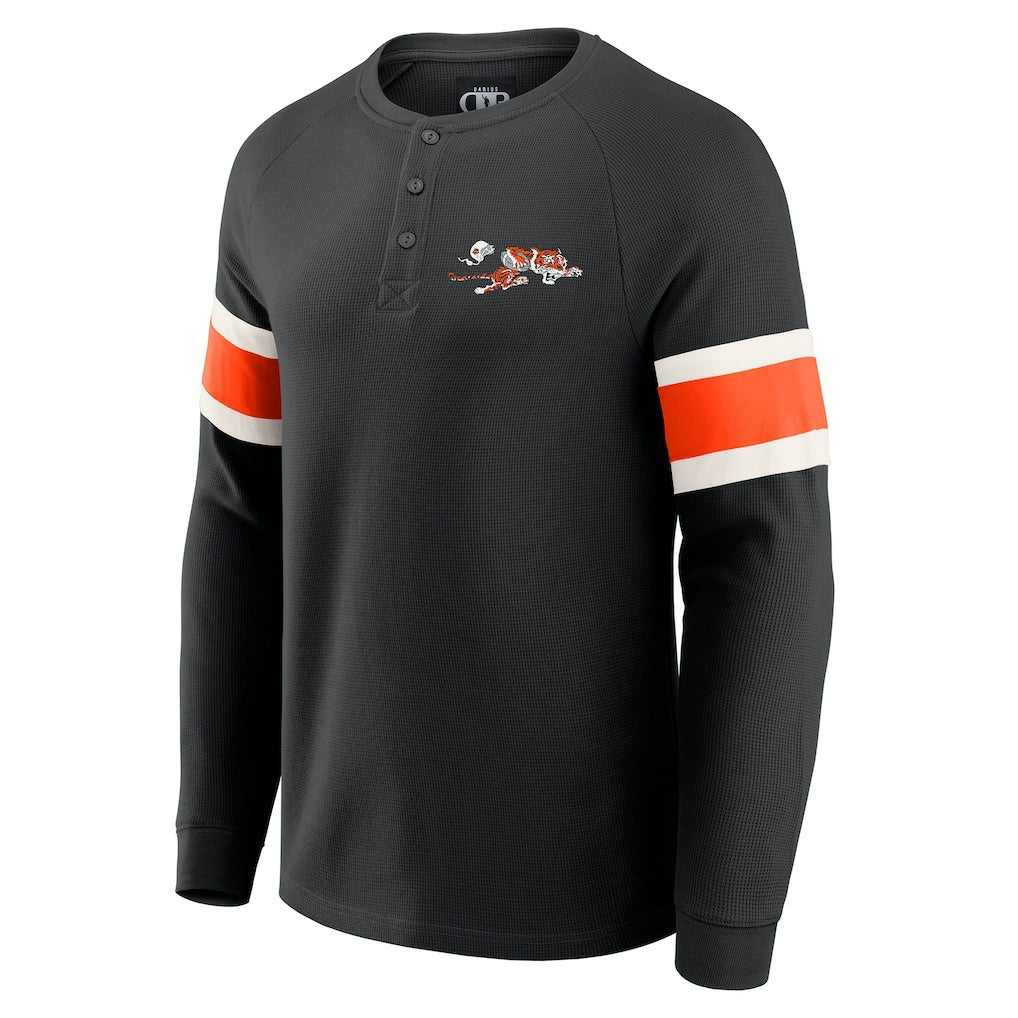 Cincinnati Bengals Darius Rucker Collection Waffle-Knit Raglan Long Sleeve Henley T-Shirt - Black on sale