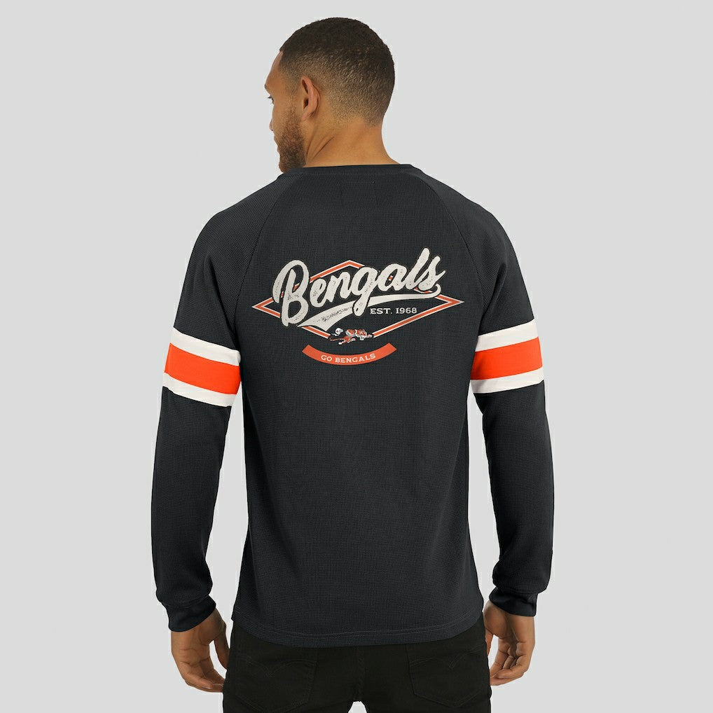 Cincinnati Bengals Darius Rucker Collection Waffle-Knit Raglan Long Sleeve Henley T-Shirt - Black on sale