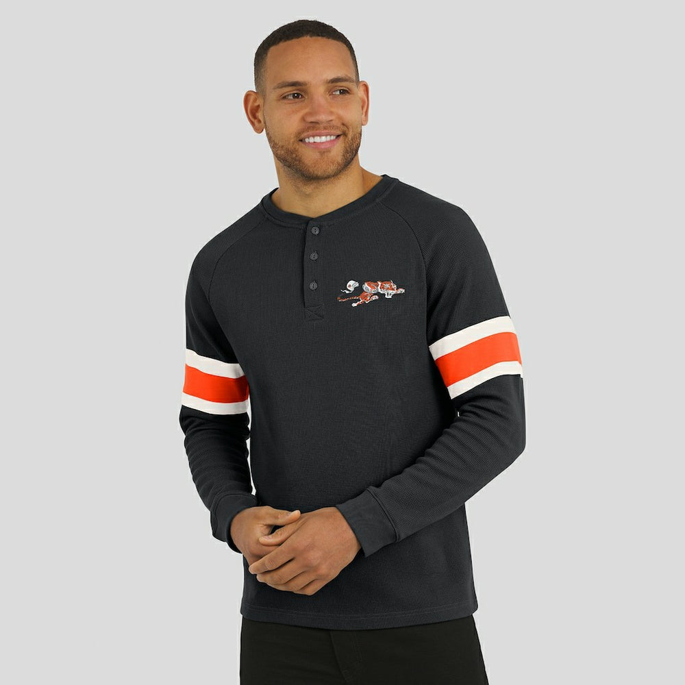Cincinnati Bengals Darius Rucker Collection Waffle-Knit Raglan Long Sleeve Henley T-Shirt - Black on sale