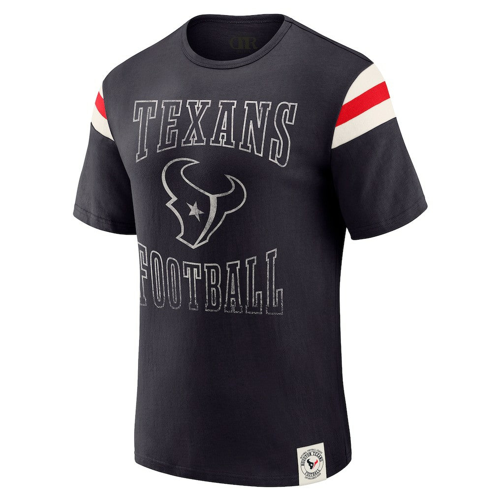 Houston Texans Darius Rucker Collection Football Stripe Sleeve T-Shirt - Navy for sale