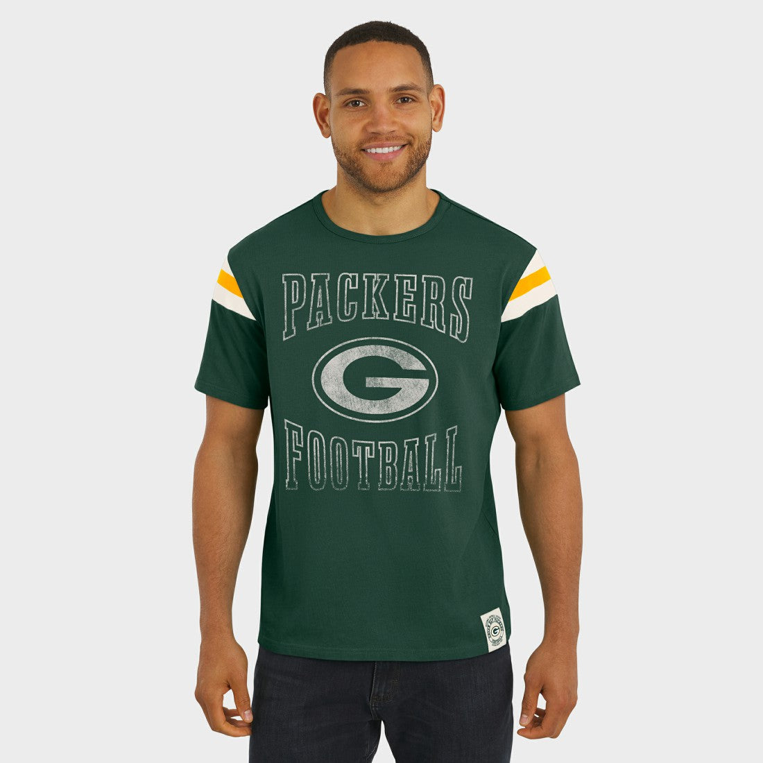 Green Bay Packers Darius Rucker Collection Football Stripe Sleeve T-Shirt - Green outlet