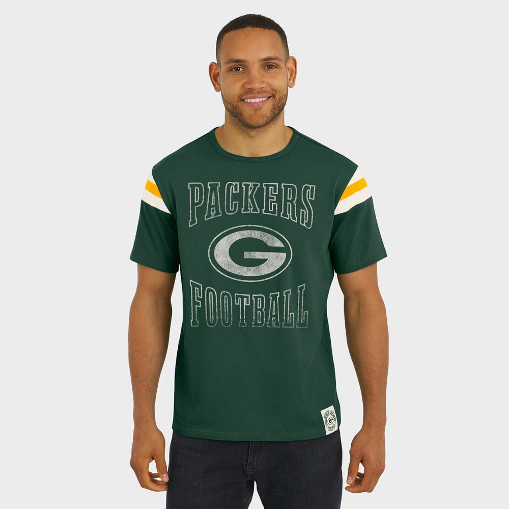 Green Bay Packers Darius Rucker Collection Football Stripe Sleeve T-Shirt - Green outlet
