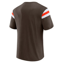 Cleveland Browns Darius Rucker Collection Football Stripe Sleeve T-Shirt - Brown cheap
