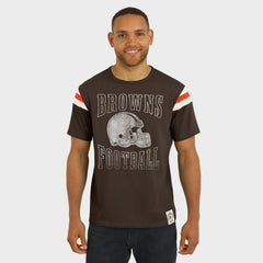 Cleveland Browns Darius Rucker Collection Football Stripe Sleeve T-Shirt - Brown cheap