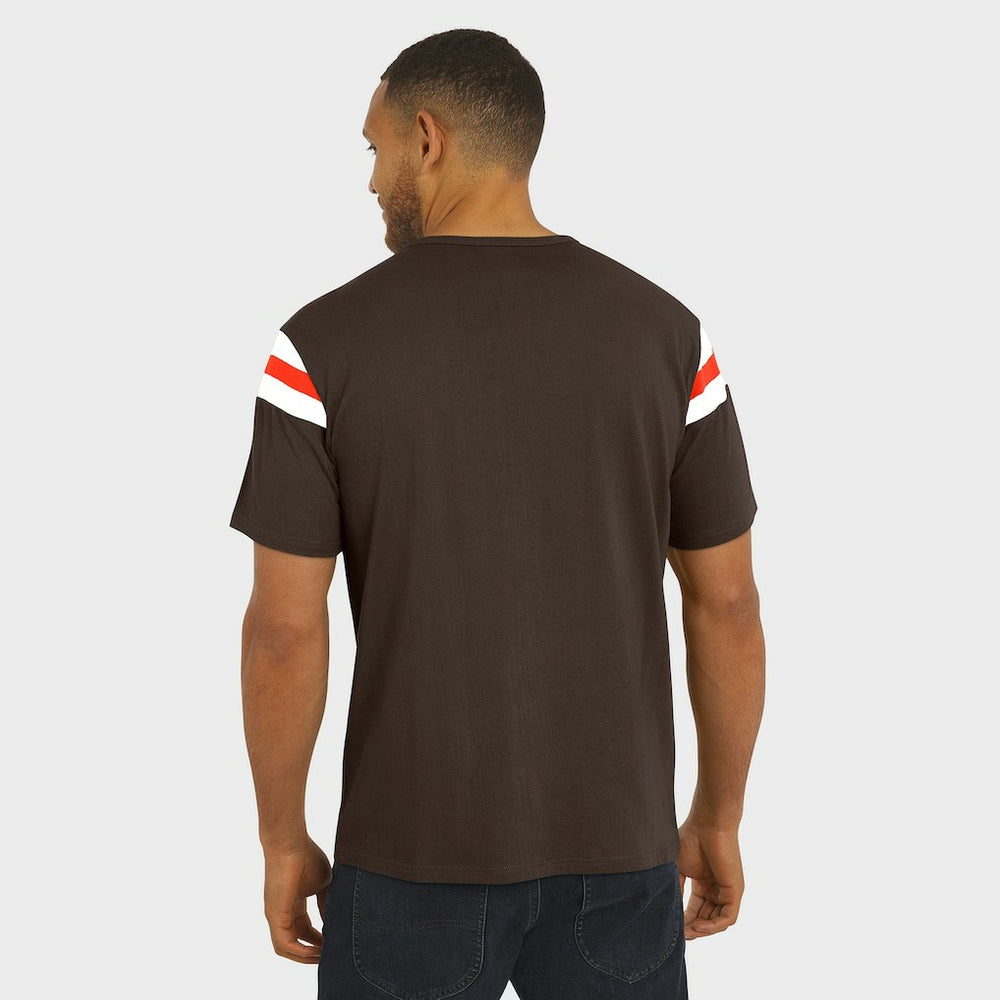 Cleveland Browns Darius Rucker Collection Football Stripe Sleeve T-Shirt - Brown cheap