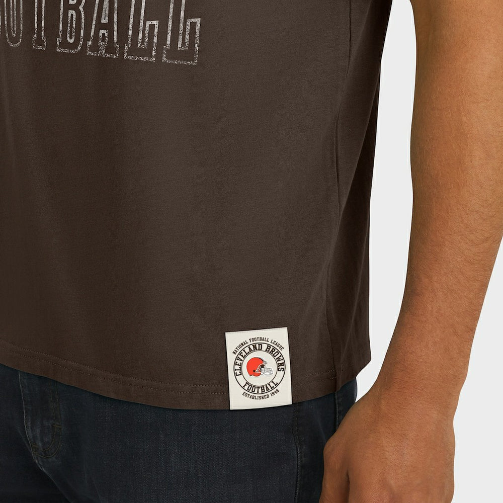 Cleveland Browns Darius Rucker Collection Football Stripe Sleeve T-Shirt - Brown cheap