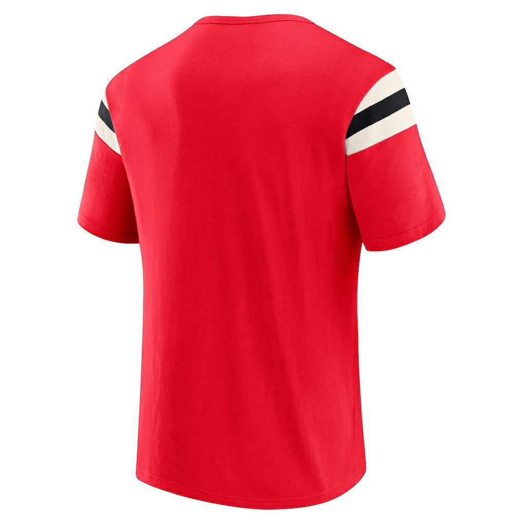 Kansas City Chiefs Darius Rucker Collection Football Stripe Sleeve T-Shirt - Red for sale