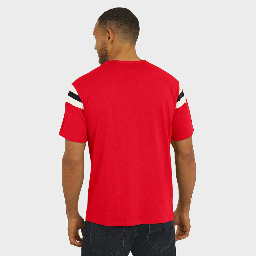 Kansas City Chiefs Darius Rucker Collection Football Stripe Sleeve T-Shirt - Red for sale