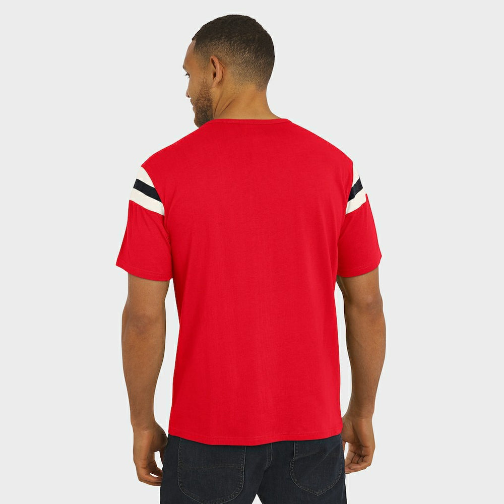 Kansas City Chiefs Darius Rucker Collection Football Stripe Sleeve T-Shirt - Red for sale