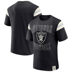 Las Vegas Raiders Darius Rucker Collection Football Stripe Sleeve T-Shirt - Black on sale