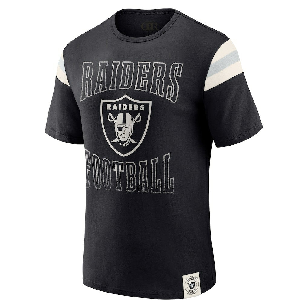 Las Vegas Raiders Darius Rucker Collection Football Stripe Sleeve T-Shirt - Black on sale