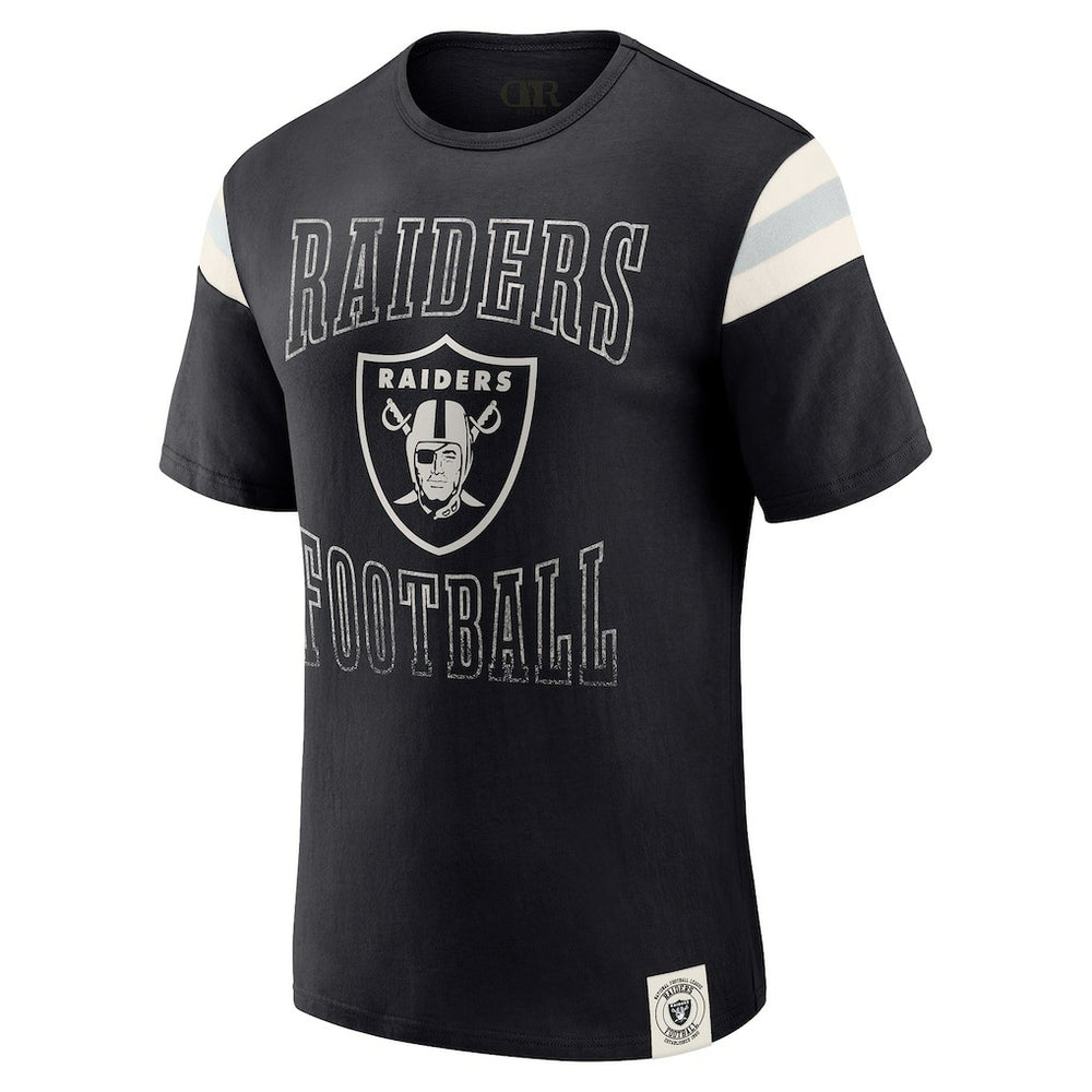 Las Vegas Raiders Darius Rucker Collection Football Stripe Sleeve T-Shirt - Black on sale