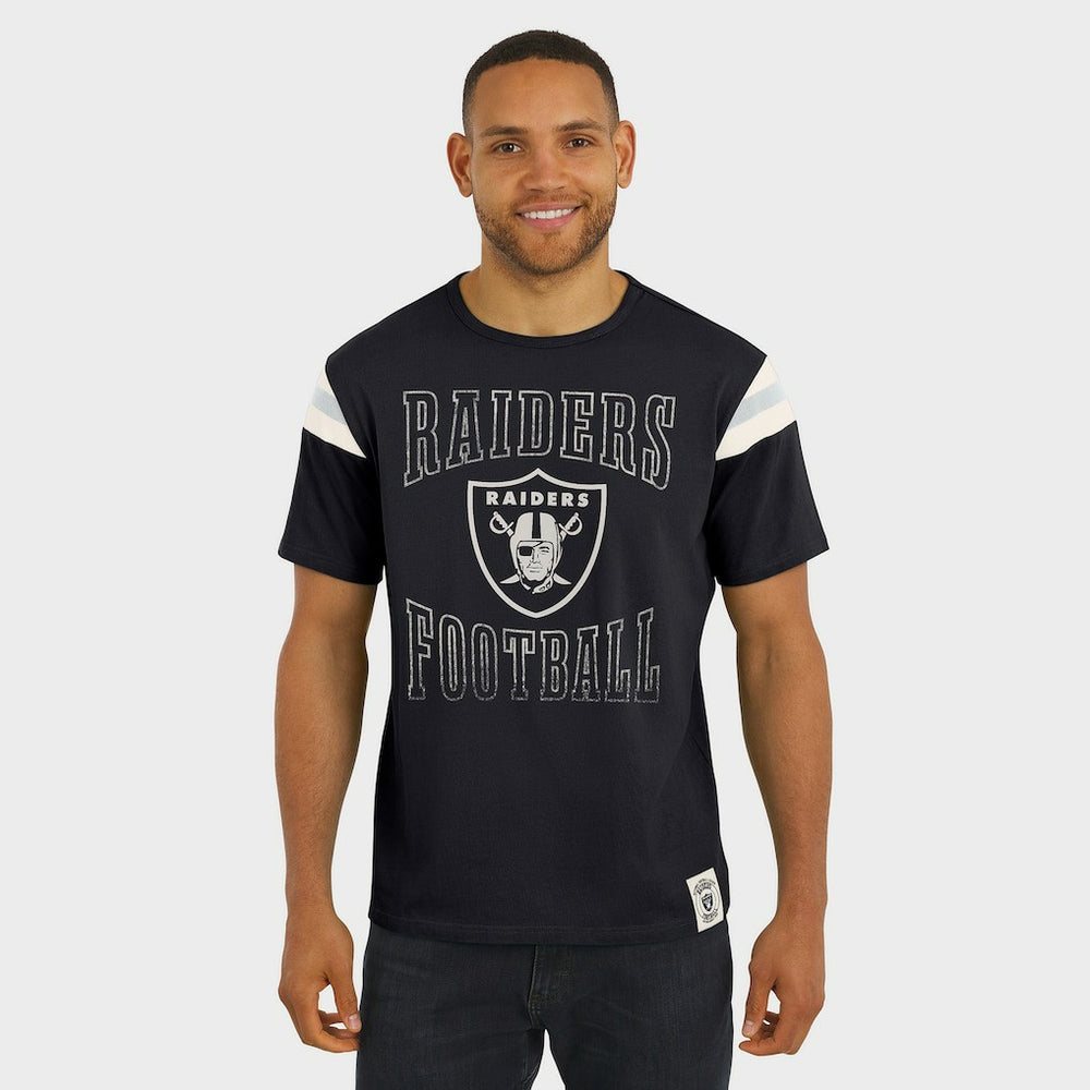 Las Vegas Raiders Darius Rucker Collection Football Stripe Sleeve T-Shirt - Black on sale