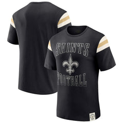 New Orleans Saints Darius Rucker Collection Football Stripe Sleeve T-Shirt - Black cheap