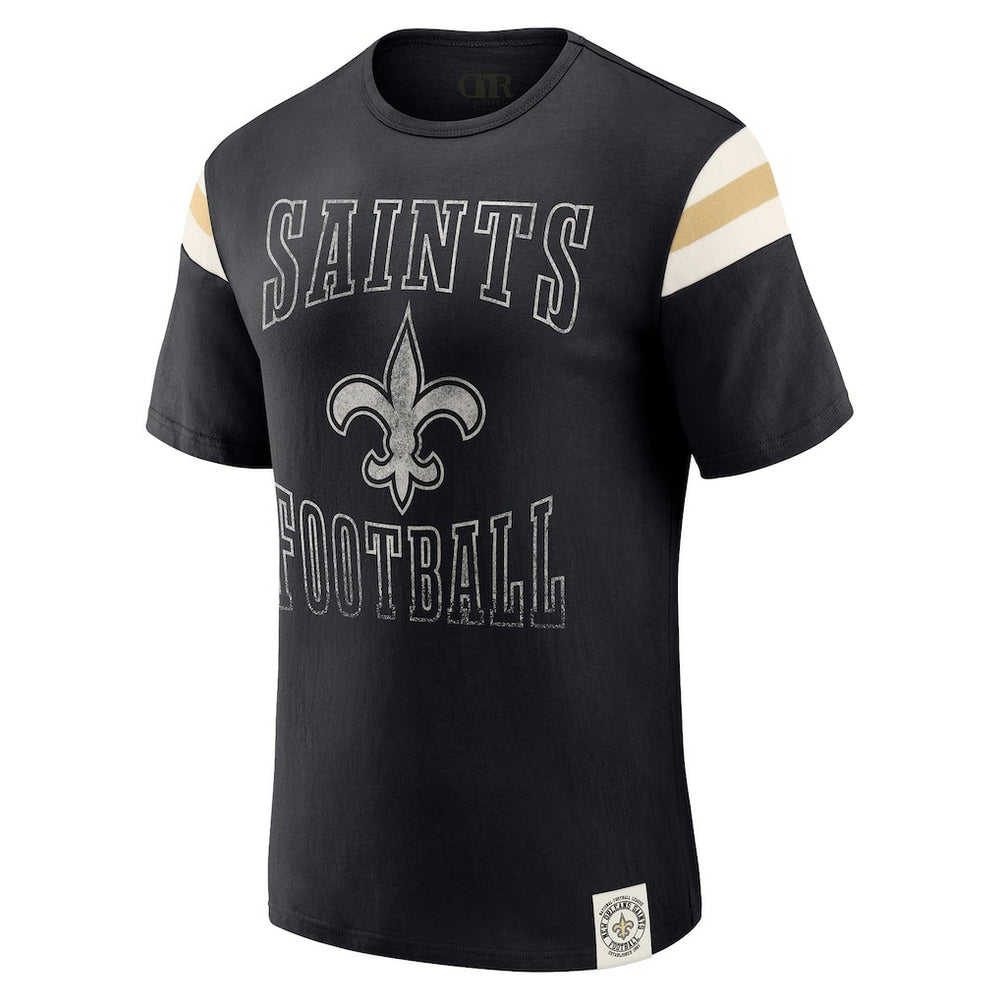 New Orleans Saints Darius Rucker Collection Football Stripe Sleeve T-Shirt - Black cheap