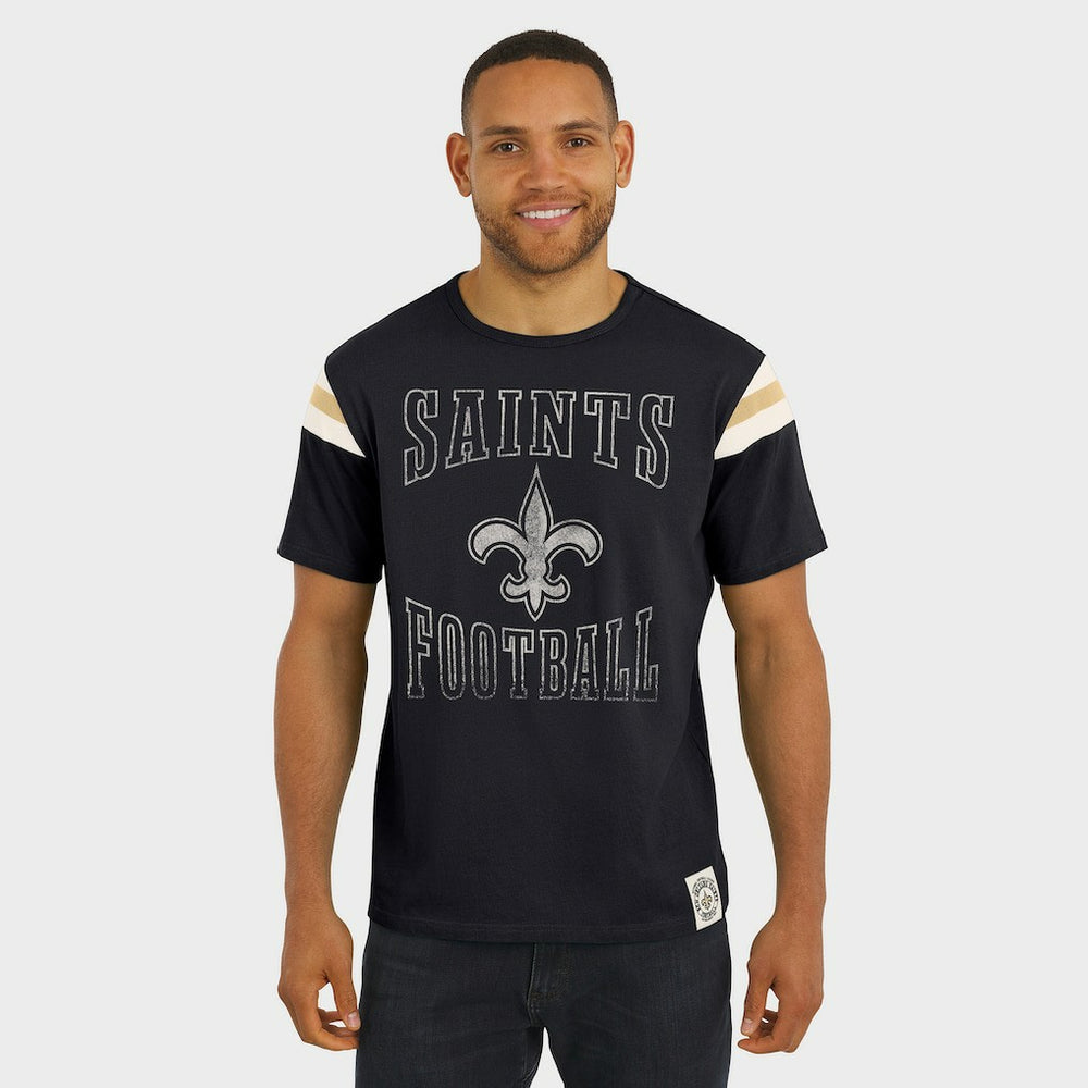 New Orleans Saints Darius Rucker Collection Football Stripe Sleeve T-Shirt - Black cheap