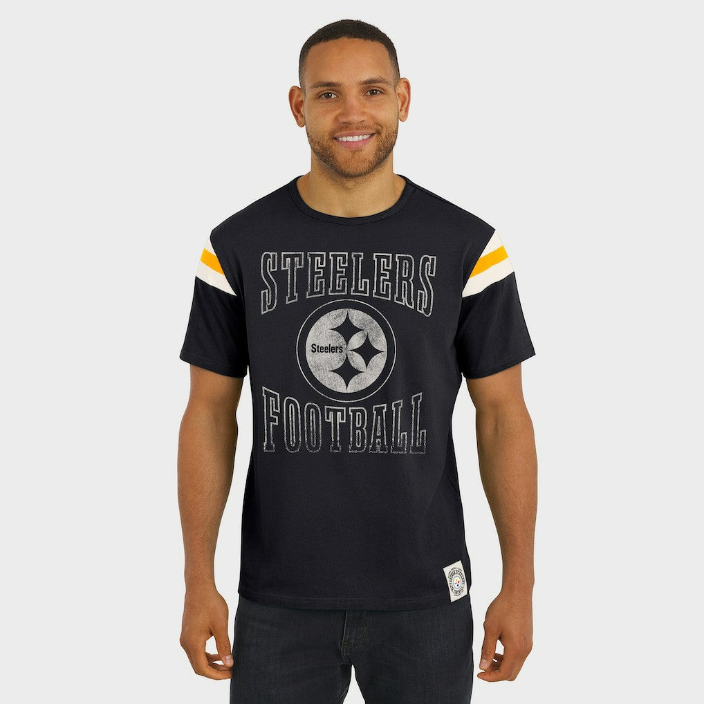 Pittsburgh Steelers Darius Rucker Collection Football Stripe Sleeve T-Shirt - Black outlet