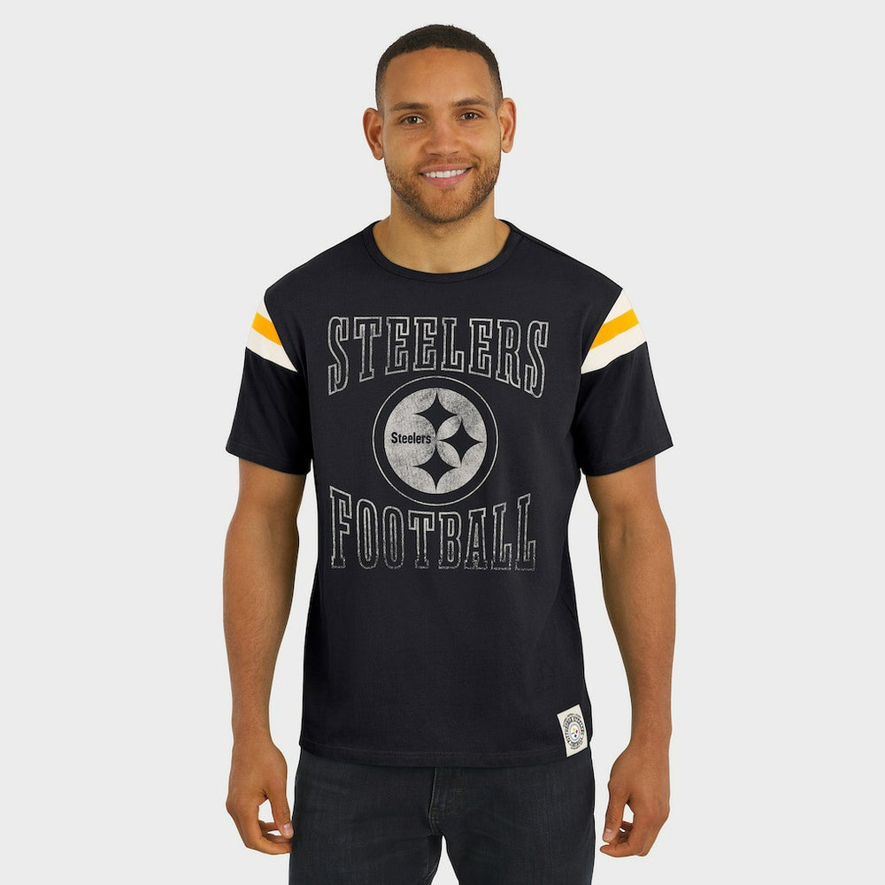 Pittsburgh Steelers Darius Rucker Collection Football Stripe Sleeve T-Shirt - Black outlet