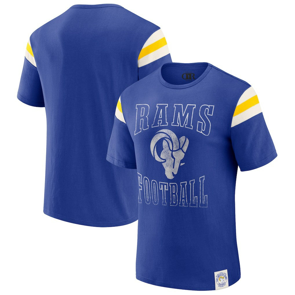 Los Angeles Rams Darius Rucker Collection Football Stripe Sleeve T-Shirt - Royal cheap