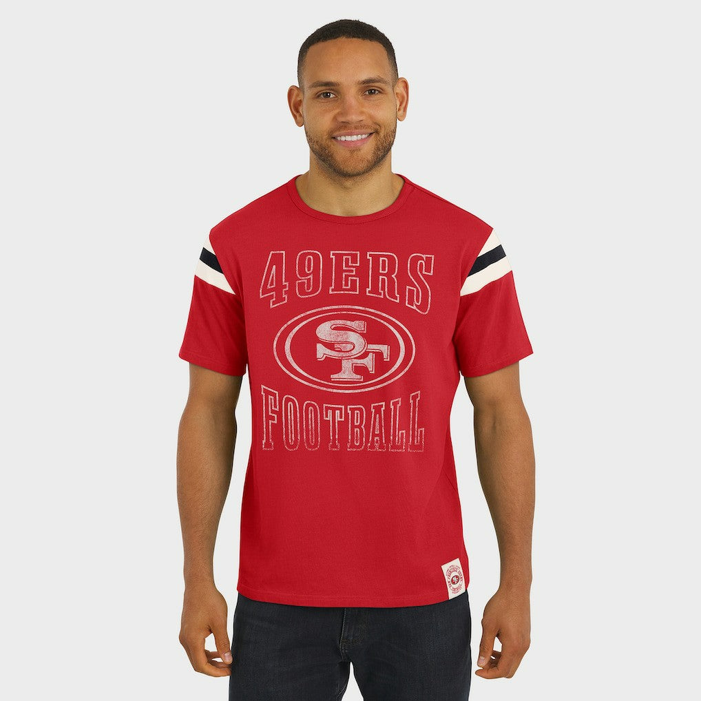 San Francisco 49ers Darius Rucker Collection Football Stripe Sleeve T-Shirt - Scarlet discount
