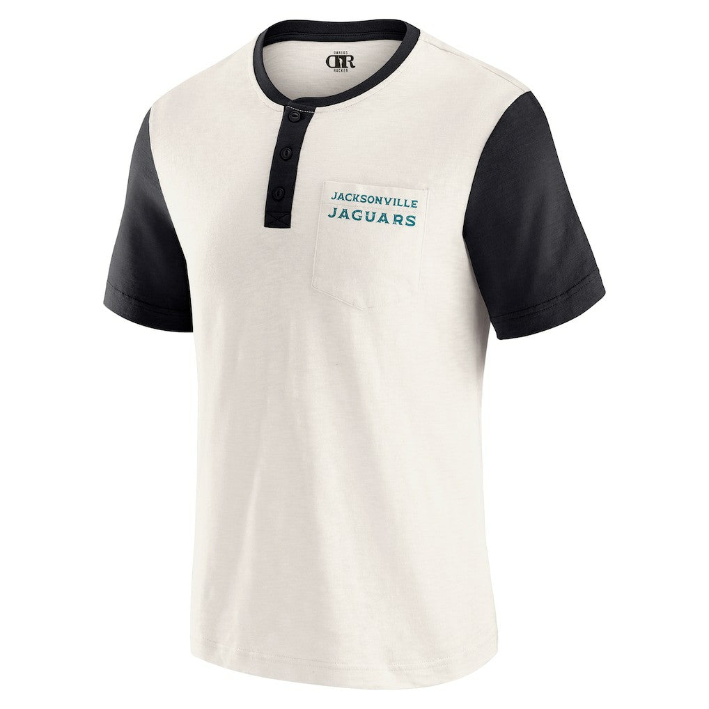 Jacksonville Jaguars Darius Rucker Collection Henley Colorblock Slub Pocket T-Shirt - Cream sale
