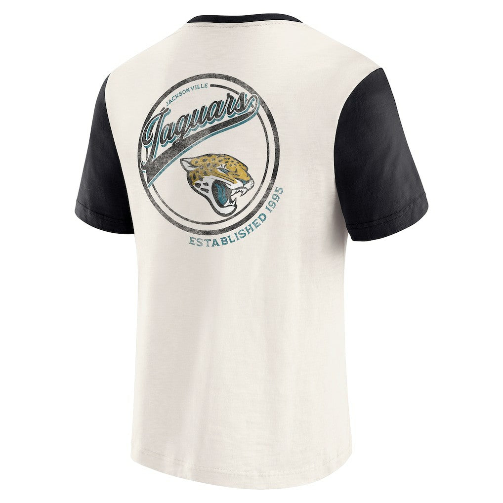 Jacksonville Jaguars Darius Rucker Collection Henley Colorblock Slub Pocket T-Shirt - Cream sale