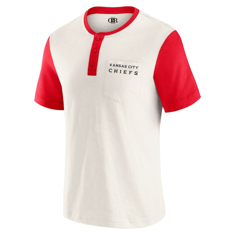 Kansas City Chiefs Darius Rucker Collection Henley Colorblock Slub Pocket T-Shirt - Cream sale