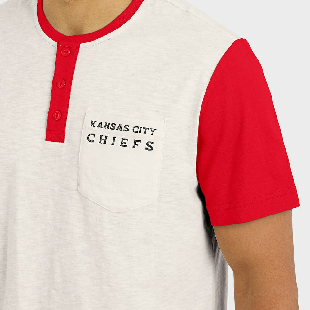 Kansas City Chiefs Darius Rucker Collection Henley Colorblock Slub Pocket T-Shirt - Cream sale