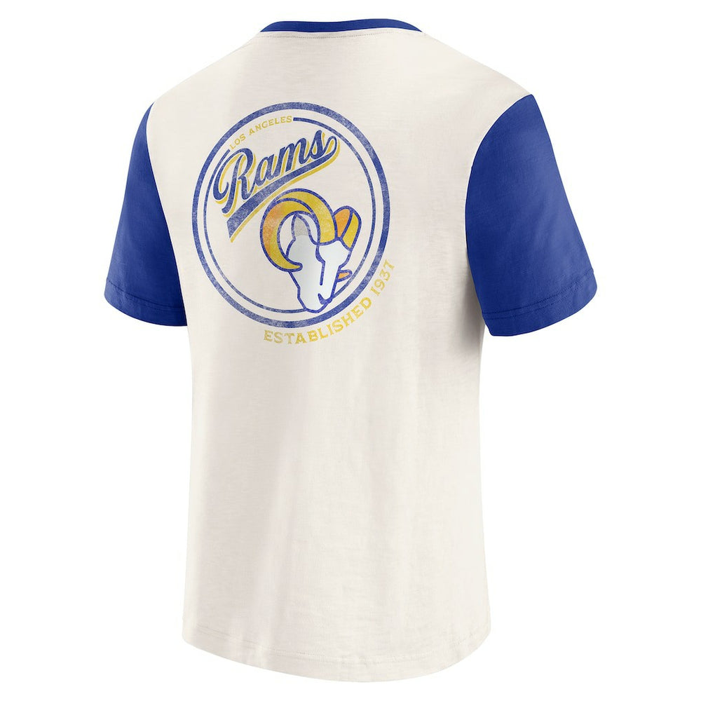 Los Angeles Rams Darius Rucker Collection Henley Colorblock Slub Pocket T-Shirt - Cream for sale