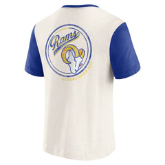 Los Angeles Rams Darius Rucker Collection Henley Colorblock Slub Pocket T-Shirt - Cream for sale