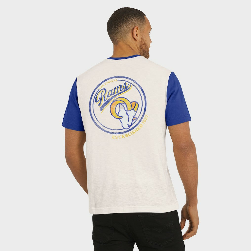 Los Angeles Rams Darius Rucker Collection Henley Colorblock Slub Pocket T-Shirt - Cream for sale