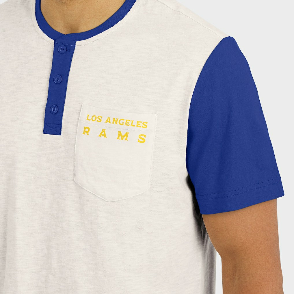 Los Angeles Rams Darius Rucker Collection Henley Colorblock Slub Pocket T-Shirt - Cream for sale